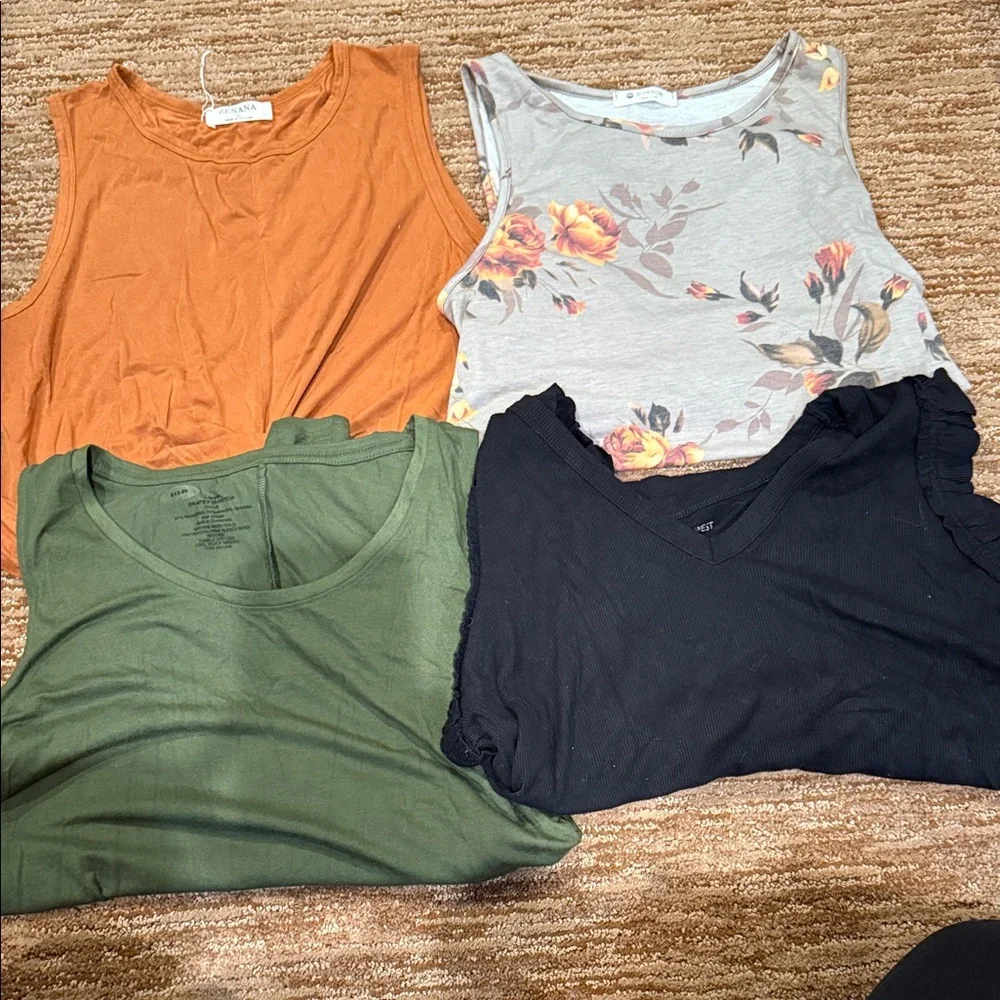 Women's Assorted Sleeveless Tops - Orange, Floral, Green, Black - Picture 1 of 5